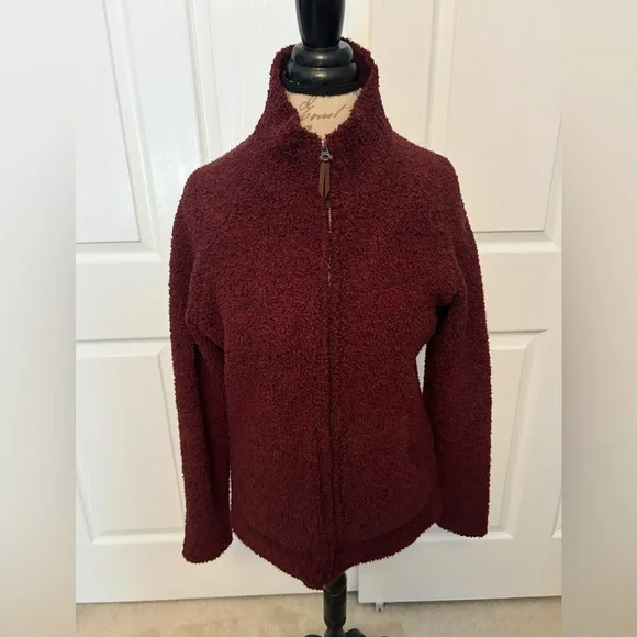 Burgundy Sherpa Zip-Up Jacket - Picture 1 of 7